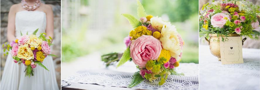 summer bridal bouquet, toronto wedding flowers, bridal bouquet pink and yellow, flowers toronto